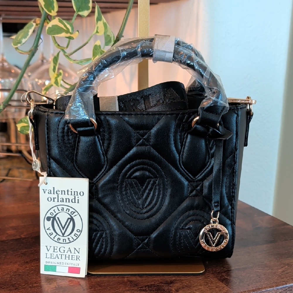 NWT Valentino Orlandi Black Quilted Mini Bag